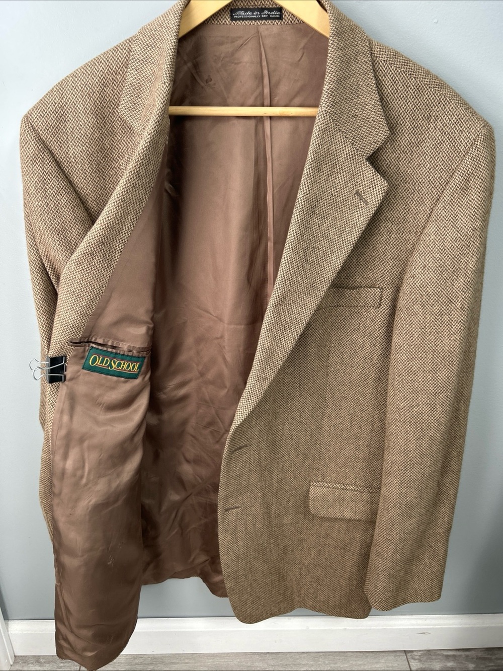Old School Men’s 43L 100% Yak Hair Blazer Camel Brown Birdseye Luxury Jacket